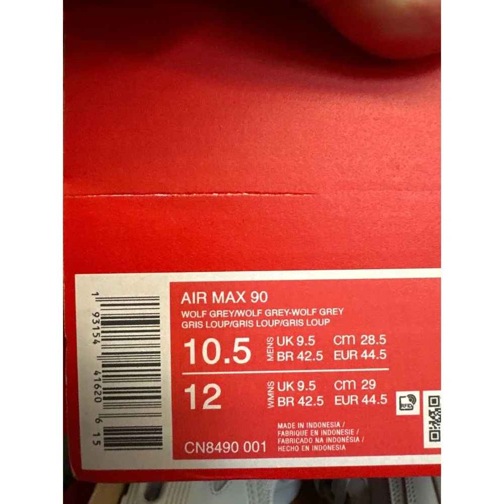 Nike Air Max 90 Wolf Grey Mens Running Shoes CN8490-001 Size 10.5